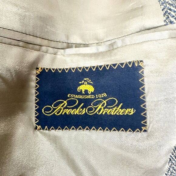 Brooks Brothers Vintage Silk Wool Herringbone Tweed Blazer Sport Coat Size 46 R - Picture 6 of 7